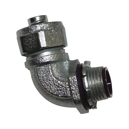 90 Degree Connector ProConnex 1/2" D Zinc-Plated Iron For Liquid Tight 90 Degree Connector ProConnex 1/2" D Zinc-Plated Iron For Liquid Tight