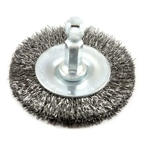 3 In. Hex Crimped, Fine Drill-Mounted Wire Wheel 3 In. Hex Crimped, Fine Drill-Mounted Wire Wheel