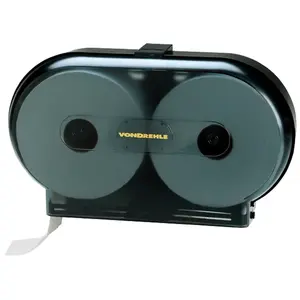 Harbor HDJRT1 Toilet Tissue Dispenser, Holds 2 Jumbo Junior Rolls, Smoke Polycarbonate Cover with Black Polystyrene Base