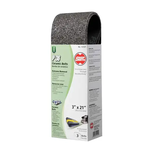 3 In. x 21 In. 36 Grit Heavy-Duty Sanding Belt (3-Pack) Black