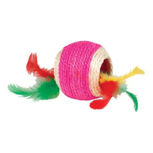 Cat Toy Assorted Ball with Feather Jute Large Assorted Cat Toy Assorted Ball with Feather Jute Large Assorted
