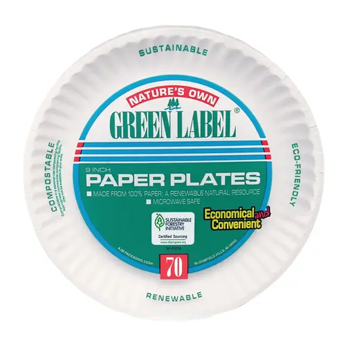 Nature's Own Green Label 9 In. Paper Plates (70-Count) - pack of 18 Nature's Own Green Label 9 In. Paper Plates (70-Count) - pack of 18