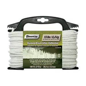 SecureLine 7803778-XCP4 Clothesline Rope 3/16" D X 100 ft. L White Diamond Braided Cotton White - pack of 4
