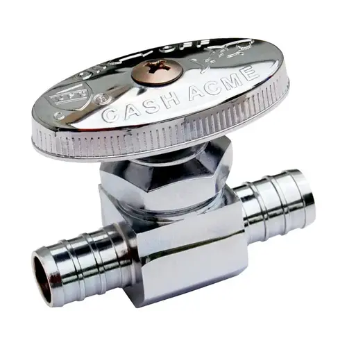 Stop Valve PEX 1/2" PEX Barb X 1/2" Brass Chrome