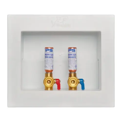 Outlet Box with Hammer Arrestor 1/2" D Washing Machine White Outlet Box with Hammer Arrestor 1/2" D Washing Machine White