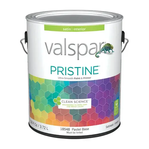 Paint and Primer Pristine Satin Pastel Base Interior 1 gal - pack of 4 Paint and Primer Pristine Satin Pastel Base Interior 1 gal - pack of 4