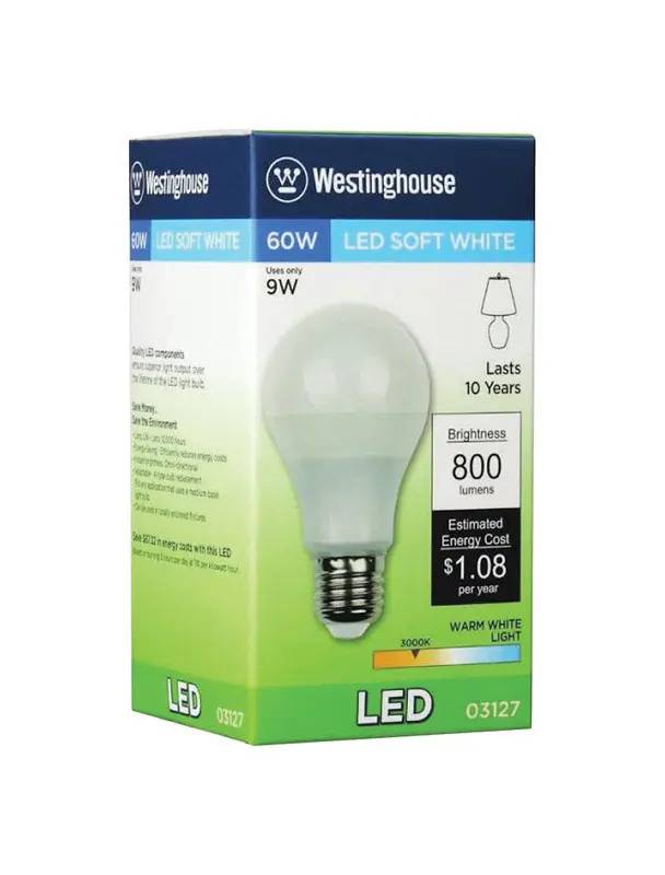Westinghouse LED Bulb Omni Directional A19 G13 (Medium Bi-Pin) Warm White 60 W Soft White - pack of 6 53127-XCP6 Westinghouse LED Bulb Omni Directional A19 G13 (Medium Bi-Pin) Warm White 60 W Soft White - pack of 6 53127-XCP6