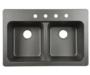 KINDRED FTB904BX Kitchen Sink, 4-Deck Hole, 33 in OAW, 22 in OAH