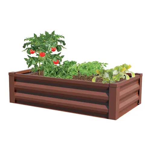 Raised Garden Bed 12" H X 48" W X 24" D Steel Brown Brown Raised Garden Bed 12" H X 48" W X 24" D Steel Brown Brown