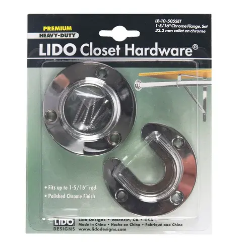 Closet Flange Set 1-1/4" L X 1-5/16" D Polished Chrome Steel Polished Chrome Pair