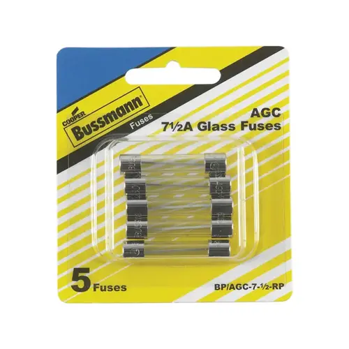 Glass Tube Fuse 7.5 amps AGC Clear Clear