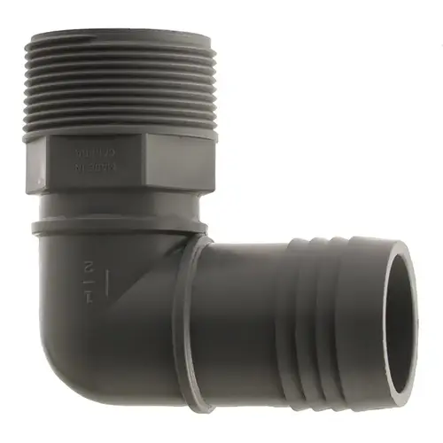 Combination Elbow, 1-1/2 in, MPT, 1-1/24 in, Insert, Polypropylene Gray Combination Elbow, 1-1/2 in, MPT, 1-1/24 in, Insert, Polypropylene Gray