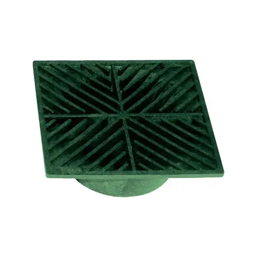 NDS 07 Drain Grate, 5 in Dia, 4.56 in L, 4.56 in W, Square, 3/16 in Grate Opening, HDPE, Green NDS 07 Drain Grate, 5 in Dia, 4.56 in L, 4.56 in W, Square, 3/16 in Grate Opening, HDPE, Green