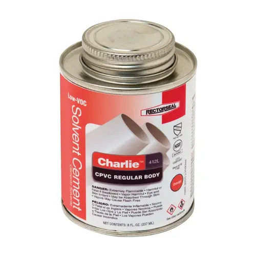 Solvent Cement Charlie Orange For CPVC 8 oz Orange