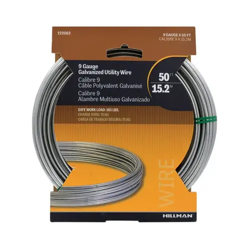 Wire 50 ft. L Galvanized Steel 9 Ga. Galvanized Wire 50 ft. L Galvanized Steel 9 Ga. Galvanized