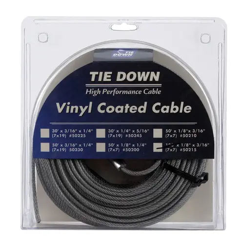 Aircraft Cable Vinyl Coated Galvanized Steel 1/8" D X 100 ft. L Vinyl Coated Aircraft Cable Vinyl Coated Galvanized Steel 1/8" D X 100 ft. L Vinyl Coated