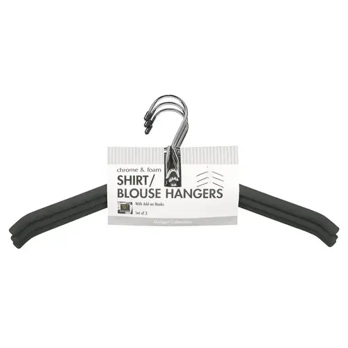 Shirt/Blouse Hanger 7-1/4" H X 1-1/4" W X 16-7/8" L Steel Black/Silver Black/Silver Shirt/Blouse Hanger 7-1/4" H X 1-1/4" W X 16-7/8" L Steel Black/Silver Black/Silver