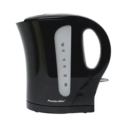 Electric Tea Kettle Black Glass/Plastic 1.7 L Black