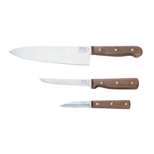 Knife Set Walnut Tradition Stainless Steel 3 pc Satin