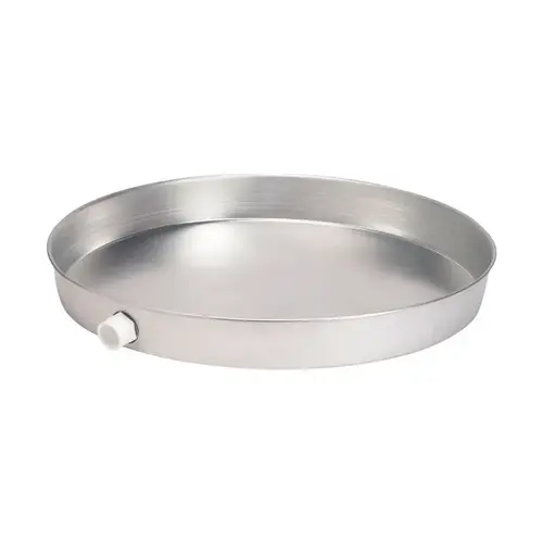 28 In. Dia. Aluminum Water Heater Drain Pan with 1-1/2 In. PVC Fitting 28 In. Dia. Aluminum Water Heater Drain Pan with 1-1/2 In. PVC Fitting