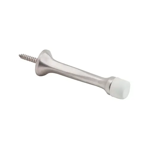 Door Stop 3-1/8" W X 7/8" L Brass Satin Chrome Mounts to wall Satin Chrome Door Stop 3-1/8" W X 7/8" L Brass Satin Chrome Mounts to wall Satin Chrome