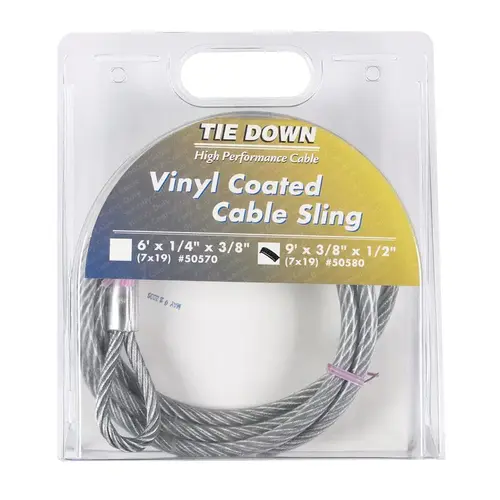 Cable Sling Clear Vinyl Galvanized Steel 3/8" D X 9 ft. L Clear Vinyl Cable Sling Clear Vinyl Galvanized Steel 3/8" D X 9 ft. L Clear Vinyl