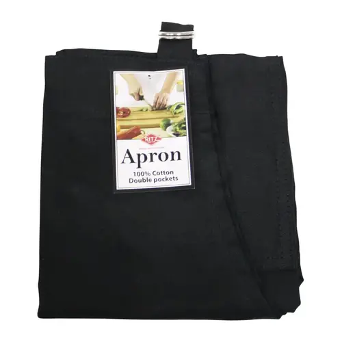 Apron 2 pocket Black Cotton Solid Black