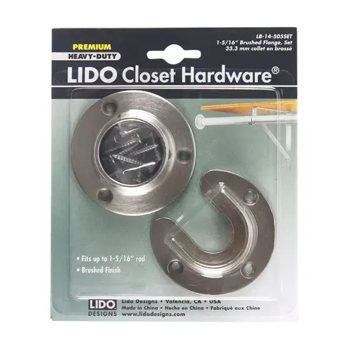 Closet Flange Set 1-5/16" D Brushed Steel Brushed