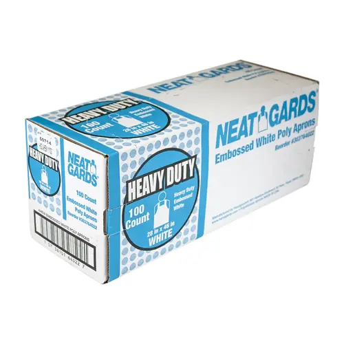 APRON POLY EMBOSSED WHITE HEAVY DUTY