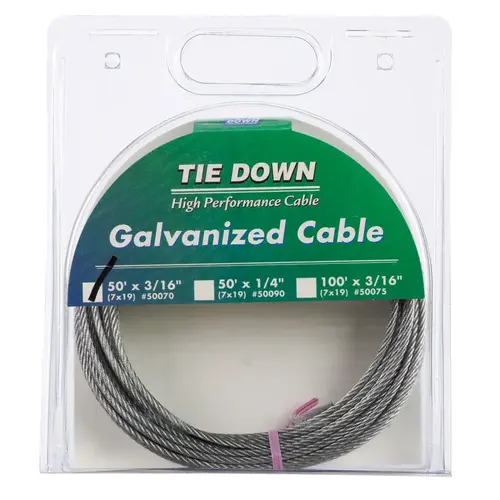 Aircraft Cable Galvanized Galvanized Steel 3/16" D X 50 ft. L Galvanized Aircraft Cable Galvanized Galvanized Steel 3/16" D X 50 ft. L Galvanized