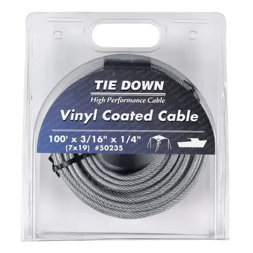 Aircraft Cable Vinyl Coated Galvanized Steel 3/16" D X 100 ft. L Vinyl Coated Aircraft Cable Vinyl Coated Galvanized Steel 3/16" D X 100 ft. L Vinyl Coated