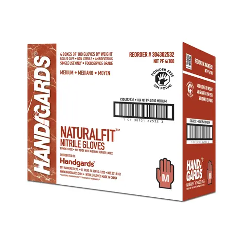 Handgards Naturalfit Powder Free Blue Medium Nitrile Glove, 100 Each Handgards Naturalfit Powder Free Blue Medium Nitrile Glove, 100 Each