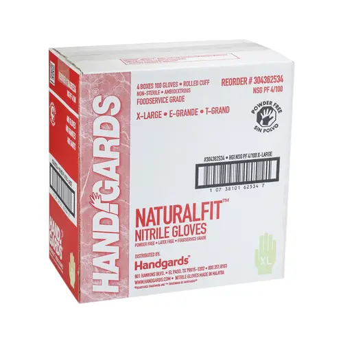 Handgards Naturalfit Powder Free Blue Extra Large Nitrile Glove, 100 Each Handgards Naturalfit Powder Free Blue Extra Large Nitrile Glove, 100 Each