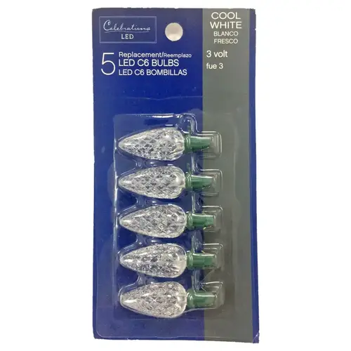 Christmas Light Bulbs LED C6 Cool White 5 ct Replacement Christmas Light Bulbs LED C6 Cool White 5 ct Replacement