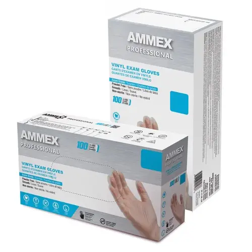 Disposable Exam Gloves Professional Vinyl X-Large Clear Powder Free Polymer Coated
