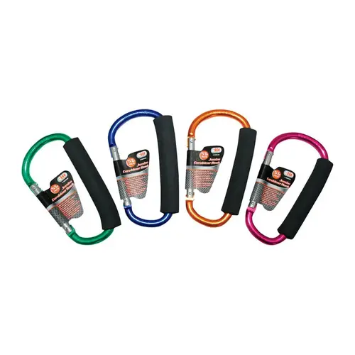 Carabiner Hook Jumbo D Shaped Aluminum Assorted - pack of 12