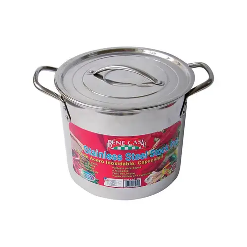 Stock Pot Stainless Steel 11.18" 20 qt Silver Silver Stock Pot Stainless Steel 11.18" 20 qt Silver Silver