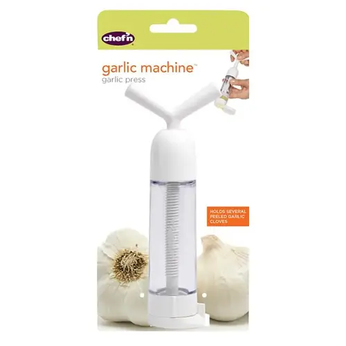 Garlic Machine Chef'n 1.5" W X 3" L White Plastic White Garlic Machine Chef'n 1.5" W X 3" L White Plastic White