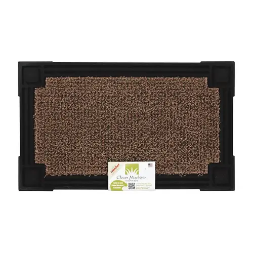 Door Mat Clean Machine 30" L X 18" W Black/Brown Indoor and Outdoor Polyethylene Nonslip Door Black/Brown