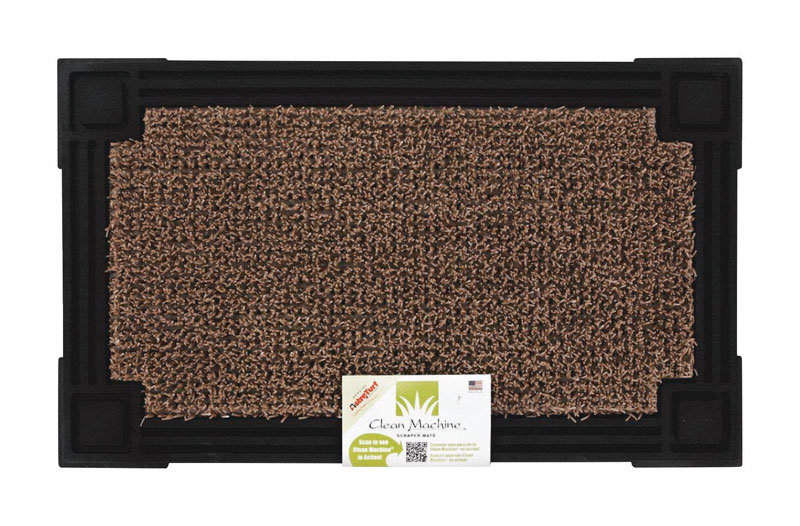 GrassWorx 10374050 Door Mat Clean Machine 30" L X 18" W Black/Brown Indoor and Outdoor Polyethylene Nonslip Door Black/Brown