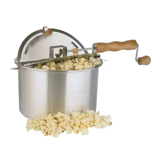 Stove Top Popcorn Popper Aluminum 16.5" 6 qt Silver Silver Stove Top Popcorn Popper Aluminum 16.5" 6 qt Silver Silver