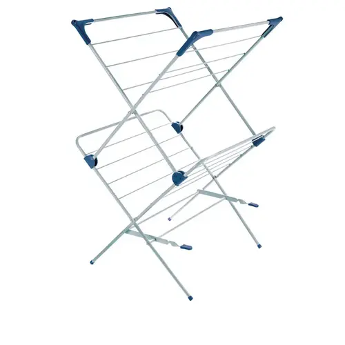 Clothes Drying Rack 37.5" H X 23.5" W X 21.25" D Plastic/Steel Accordian Collapsible Silver