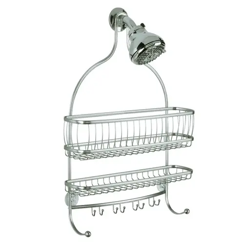 Shower Caddy York Lyra Jumbo 4" H X 15" W X 21" L Satin Nickel Silver Satin Nickel Shower Caddy York Lyra Jumbo 4" H X 15" W X 21" L Satin Nickel Silver Satin Nickel
