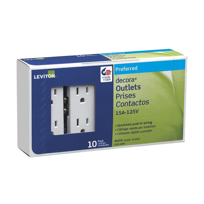 Leviton Decora Edge 15 Amps 125 V Duplex White Tamper Resistant Outlet 5 15 R 10 Pk