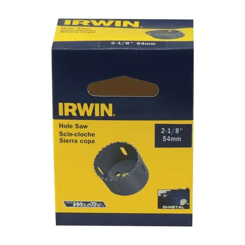 Hole Saw, 2-1/8 in Dia, 3/8 in Arbor, 4/6 TPI, HSS Cutting Edge Blue Hole Saw, 2-1/8 in Dia, 3/8 in Arbor, 4/6 TPI, HSS Cutting Edge Blue