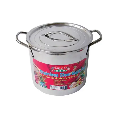 Stock Pot Stainless Steel 10.15" 16 qt Silver Silver Stock Pot Stainless Steel 10.15" 16 qt Silver Silver